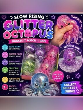 glitter pink octopus squishy